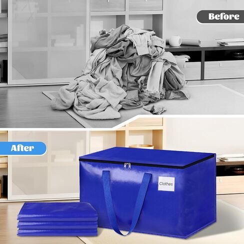 4 Pack-76L Heavy Duty Moving Bags, Moving Boxes with Reinforced Handles ＆ Premium Zippers, Storage Totes for Space Saving, Packing ＆ Moving Storage in Saudi Arabia