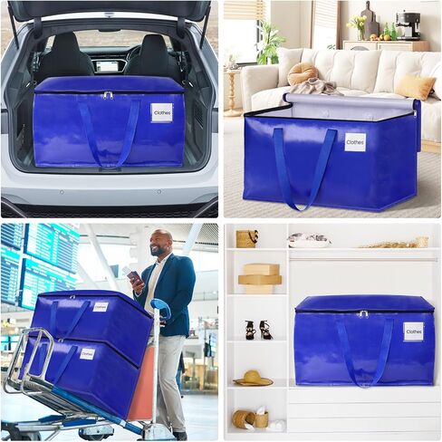 4 Pack-76L Heavy Duty Moving Bags, Moving Boxes with Reinforced Handles ＆ Premium Zippers, Storage Totes for Space Saving, Packing ＆ Moving Storage in Saudi Arabia