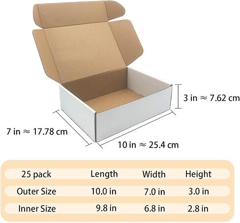 Shipping Boxes 11x9x3 inch Set of 25，White Corrugated Cardboard Box for Mailing Literature Mailer Small Business Shipping Packing Gifts Craft Digest Size Book Giving Products (11x9 x3 Inches) in Saudi Arabia