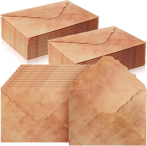 100 Pcs Deckle Edge Envelope Antiqued Envelope Decorative Vintage Envelopes 200 GSM Thick Cotton Watercolor Paper Envelopes for Craft Announcement Invitation Greeting Card (5.25 x 7.25 Inch) in Kuwait