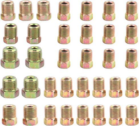 مجموعة تركيب خط الفرامل، 35 قطعة من صواميل خط الفرامل المتنوعة لـ 3/16 بوصة (19 تركيبًا) و1/4 بوصة (16 تركيبًا) لأنبوب خط الفرامل المتوهج المقلوب (الحجم: 35 قطعة) in Kuwait