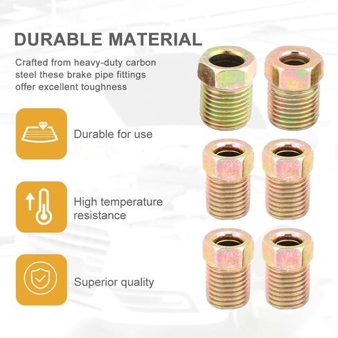 مجموعة تركيب خط الفرامل، 35 قطعة من صواميل خط الفرامل المتنوعة لـ 3/16 بوصة (19 تركيبًا) و1/4 بوصة (16 تركيبًا) لأنبوب خط الفرامل المتوهج المقلوب (الحجم: 35 قطعة) in Kuwait