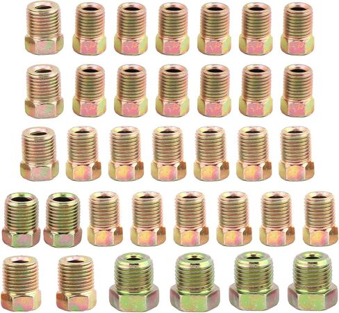 مجموعة تركيب خط الفرامل، 35 قطعة من صواميل خط الفرامل المتنوعة لـ 3/16 بوصة (19 تركيبًا) و1/4 بوصة (16 تركيبًا) لأنبوب خط الفرامل المتوهج المقلوب (الحجم: 35 قطعة) in Kuwait