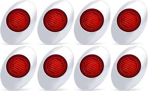 (Pack of 8) 3 Inch Oval Red LED Mini Side Marker Light with Chrome Bezel Cab Panel 3-3528 for Trailer Van Lorry Truck Boat Bus SUV 12V DC Shockproof Q012 in Saudi Arabia