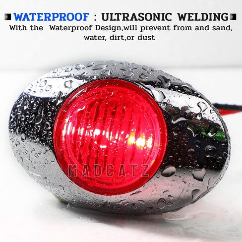 (Pack of 8) 3 Inch Oval Red LED Mini Side Marker Light with Chrome Bezel Cab Panel 3-3528 for Trailer Van Lorry Truck Boat Bus SUV 12V DC Shockproof Q012 in Saudi Arabia