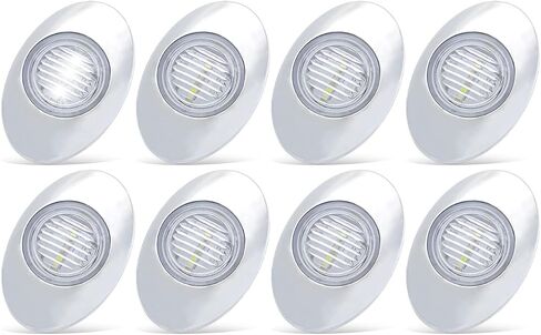 (Pack of 8) 3 Inch Oval Red LED Mini Side Marker Light with Chrome Bezel Cab Panel 3-3528 for Trailer Van Lorry Truck Boat Bus SUV 12V DC Shockproof Q012 in Saudi Arabia