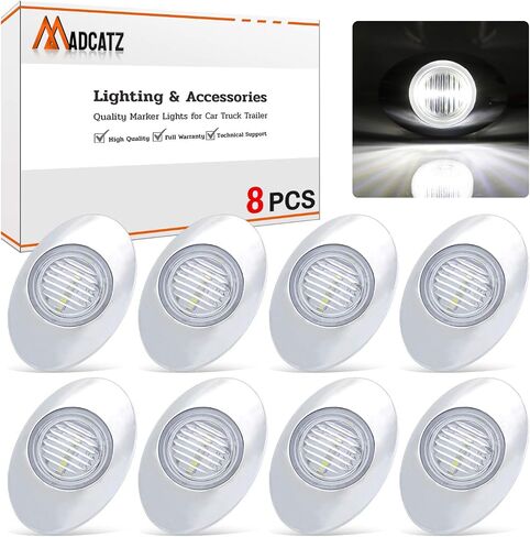 (Pack of 8) 3 Inch Oval Red LED Mini Side Marker Light with Chrome Bezel Cab Panel 3-3528 for Trailer Van Lorry Truck Boat Bus SUV 12V DC Shockproof Q012 in Saudi Arabia