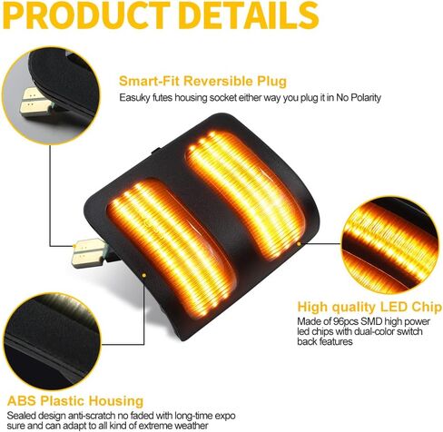 مصابيح LED للمرآة الجانبية ومصابيح مؤشر التبديل الديناميكي المتوافقة مع 2008-2016 Ford F250 F350 F450 F550 Super Duty، أضواء إشارة الانعطاف الكهرماني، أضواء الجري البيضاء in Kuwait
