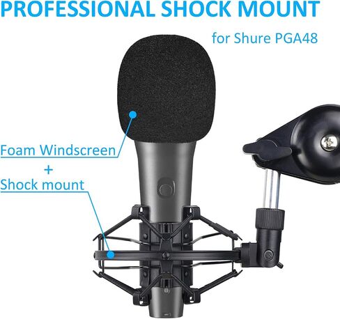 SUNMON PGA48/PGA58 Microphone Shock Mount Holder with Foam Windscreen for Absorbe Vibration and Noise, Pop Filter Suitable for PGA48-QTR, PGA48-XLR, PGA48-LC, PGA58 Series Dynamic Vocal Mic in Saudi Arabia