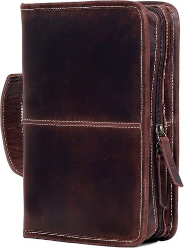 VC Genuine Buffalo Leather Bible Case Bible Book Planner Cover with Handle and Back Pocket Gift for Men & Women (Dark Brown) in Kuwait