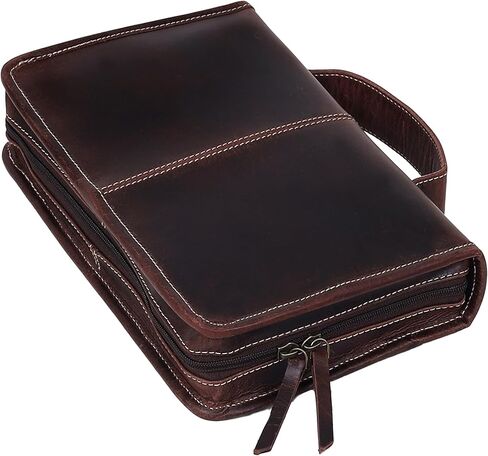 VC Genuine Buffalo Leather Bible Case Bible Book Planner Cover with Handle and Back Pocket Gift for Men & Women (Dark Brown) in Kuwait