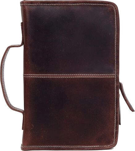 VC Genuine Buffalo Leather Bible Case Bible Book Planner Cover with Handle and Back Pocket Gift for Men & Women (Dark Brown) in Kuwait