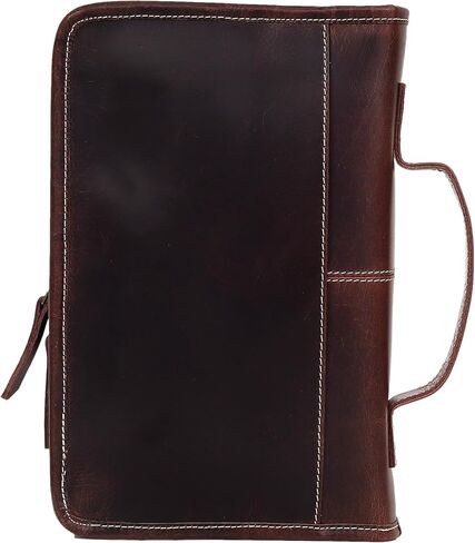 VC Genuine Buffalo Leather Bible Case Bible Book Planner Cover with Handle and Back Pocket Gift for Men & Women (Dark Brown) in Kuwait