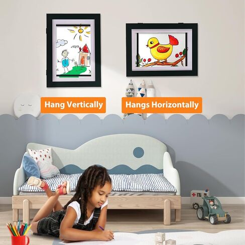 2 Packs Kids Art Frame, 8.5x11 Front Opening Kids Artwork Frames Changeable, 2 Packs Kids Art Frames for 3D Picture, Crafts, Children Drawing, Hanging Art, Portfolio,Black in Saudi Arabia