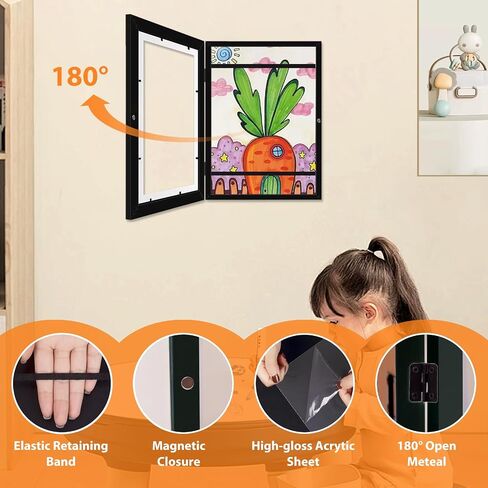 2 Packs Kids Art Frame, 8.5x11 Front Opening Kids Artwork Frames Changeable, 2 Packs Kids Art Frames for 3D Picture, Crafts, Children Drawing, Hanging Art, Portfolio,Black in Saudi Arabia