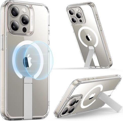 ESR for iPhone 15 Pro Max Case,Compatible with MagSafe,Fully Adjustable Flickstand,Military-Grade Drop Protection,Slim Back Cover with Patented Kickstand, Boost Series, Clear in Saudi Arabia