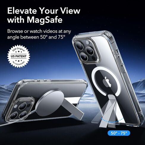 ESR for iPhone 15 Pro Max Case,Compatible with MagSafe,Fully Adjustable Flickstand,Military-Grade Drop Protection,Slim Back Cover with Patented Kickstand, Boost Series, Clear in Saudi Arabia
