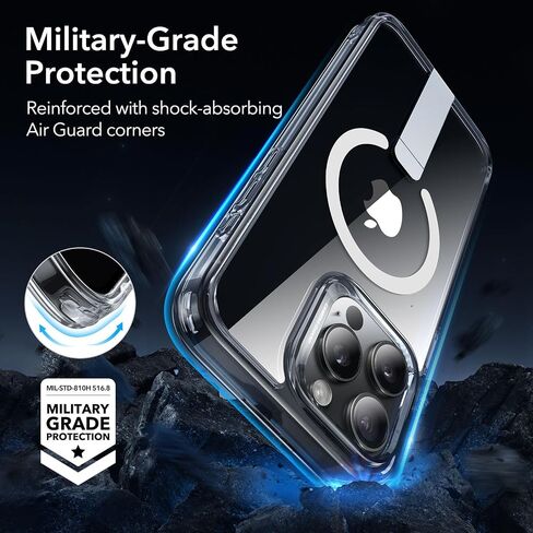 ESR for iPhone 15 Pro Max Case,Compatible with MagSafe,Fully Adjustable Flickstand,Military-Grade Drop Protection,Slim Back Cover with Patented Kickstand, Boost Series, Clear in Saudi Arabia