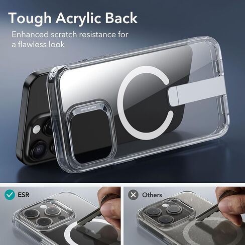 ESR for iPhone 15 Pro Max Case,Compatible with MagSafe,Fully Adjustable Flickstand,Military-Grade Drop Protection,Slim Back Cover with Patented Kickstand, Boost Series, Clear in Saudi Arabia