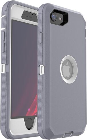 for iPhone SE Case Heavy Duty Protective Cover for iPhone SE 2022(3rd Gen) iPhone SE 2020(2nd Gen) Screen Dust Protection Wireless Charging Shockproof Non-Slip Protective Case（Gray/White） in Saudi Arabia