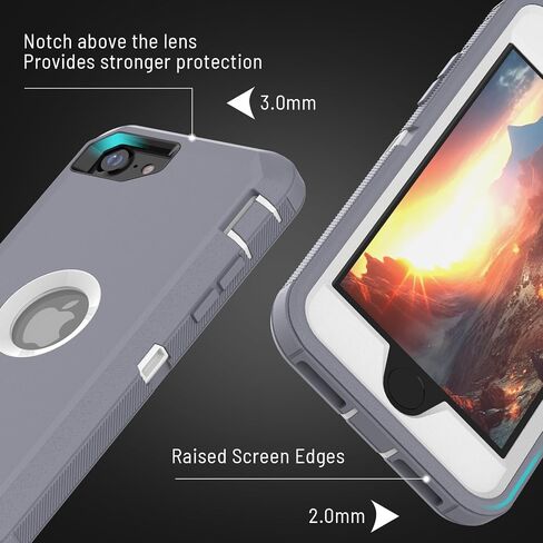 for iPhone SE Case Heavy Duty Protective Cover for iPhone SE 2022(3rd Gen) iPhone SE 2020(2nd Gen) Screen Dust Protection Wireless Charging Shockproof Non-Slip Protective Case（Gray/White） in Saudi Arabia