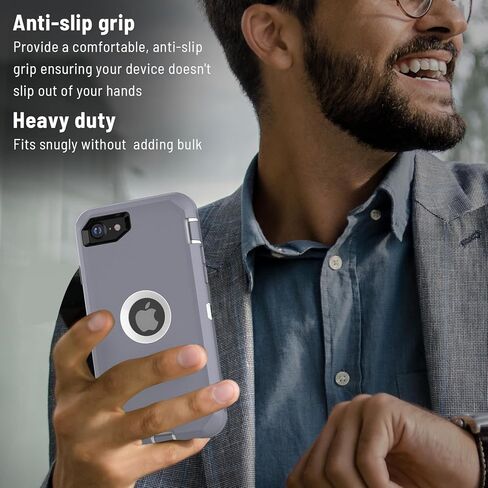 for iPhone SE Case Heavy Duty Protective Cover for iPhone SE 2022(3rd Gen) iPhone SE 2020(2nd Gen) Screen Dust Protection Wireless Charging Shockproof Non-Slip Protective Case（Gray/White） in Saudi Arabia