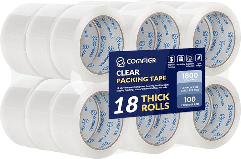 Clear Packing Tape Refills Heavy Duty for Moving Packing Boxes, 18 Transparent Box Shipping Packaging Tape Rolls, Heavy Duty Moving Package Tape 2 Inches Wide,100 Yards Per Roll , 1800 Total Yards in Kuwait