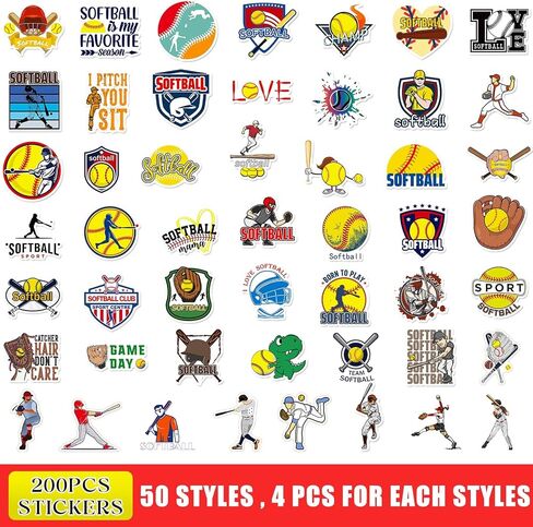 260 Pcs Softball Party Favors Set Include Softball Gifts Bag Softball Bracelet Keychain Softball Stickers Hair Ties Round Softball Compact Mirror for Softball Birthday Decorations Sports Team in Saudi Arabia