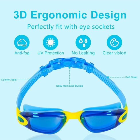 نظارات سباحة للأطفال، عبوة من نظارتين للسباحة للأطفال من سن 3 إلى 14 سنة، نظارات سباحة للأولاد والبنات in Kuwait