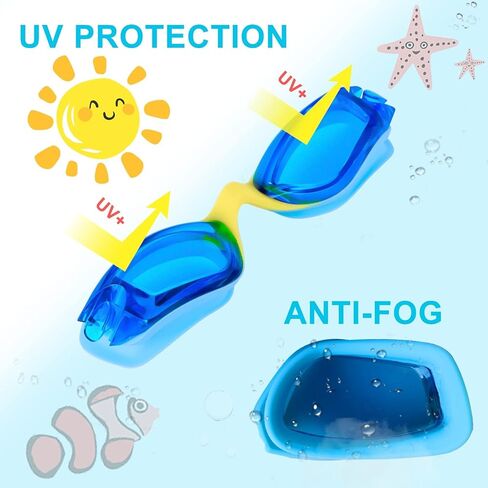 نظارات سباحة للأطفال، عبوة من نظارتين للسباحة للأطفال من سن 3 إلى 14 سنة، نظارات سباحة للأولاد والبنات in Kuwait