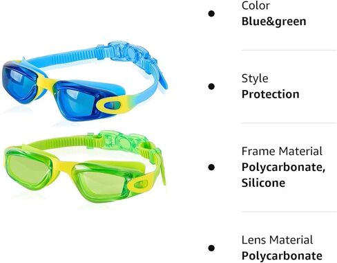 نظارات سباحة للأطفال، عبوة من نظارتين للسباحة للأطفال من سن 3 إلى 14 سنة، نظارات سباحة للأولاد والبنات in Kuwait