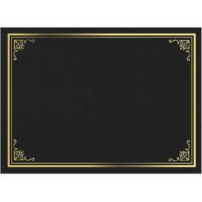 Geographics Vintage Certificate Holders 8.5" x 11", Tree-Free Diploma, & Certificate Covers, Document Award Folder, Certificate Holder with Gold Foil, Black, Pack of 5