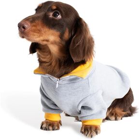 سترة اليتيرقة الكلب Dachshund ، طوق بولو قابل للتعديل مع سحاب ، ملابس مزدوجة مزدوجة من الأرجل دافئة مزدوجة الصوف الممتد للتصلب الصغير (صغير)
