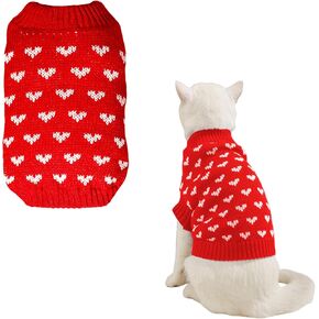 Valentine's Day Sweater for Dog,Red Soft Valentine's Day Dog Sweater Warm Cat Heart Love Pattern Knitted Sweater for Puppy Kitten Pets (Red, XL)