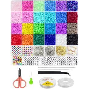 Gemnbo Bracelets Making Kit, 2mm Glass Seed Beads for Jewelry Making Kit 17000Pcs, Friendship Bracelet Making Kit for Adults Women, DIY Bracelet Making Kit Beads with Charms and Pendants