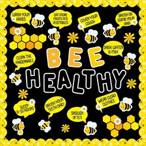 Bee Bulletin Board Decorations Spring Beneficial Habits Classroom Decoration Bee Daisy Paper Cutout Bulletin Board Set for Class School Home Office Teacher Chalkboard Wall Door Supplies