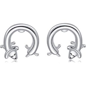 Frog Earrings for Women 925 Sterling Silver Frog Studs Earrings Cute Animal Jewelry Heart Opal Gifts for Animal Lover