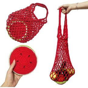 Kitcroet Crochet Kit Beginner Crochet Starter Kit, Complete Crochet Set to Make A Mesh Grocery Bag, Watermelon Pattern