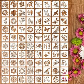 Stencils for Painting, 80PCS 3 Inch Plastic Small Stencils for Crafts Reusable, Rock Painting Stencils, Various Painting Stencils for Home Decor & DIY Projects