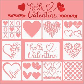 Heart Stencils for Painting,11 Pcs Plastic Heart Templates for Drawing on Wood and Crafts,Spraying on Wall