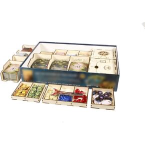 منظم لعبة الرمز المميز المكسور متوافقًا مع أنقاض Lost of Arnak - Wooden Game Game Box مع صواني متعددة