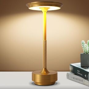 Cordless Table Lamps, 5000mAh Battery, 3-Color stepless dimming LED Desk lamp with Memory Function, USB-C Charging, Suitable for Outdoor/Dinner/Patio/Restaurant/Party/Living Room (Golden)