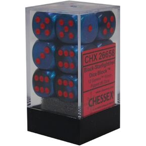 DND Dice Set-Chessex D&D Dice-16mm Gemini Black, Starlight, and Red Plastic Polyhedral Dice Set-Dungeons and Dragons Dice Includes 12 Dice – D6, Various (CHX26658)
