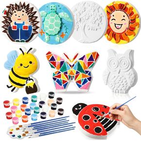 Hydren 8 PCS طلاء أحجار الجص الخاصة بك والفنون والحرف الطلاء أدوات الطلاء في الهواء الطلق Project Creative Project Diy Figuredized Arts تشمل فرش لوحة الدهانات ، هدية عيد ميلاد عيد الميلاد