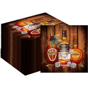 40Pcs Whisky Party Napkins Whiskey Beer Paper Napkins Whisky Theme Birthay Party Paper Napkins Whiskey Beer Disposable Paper Napkins for Whiskey Theme Aged to Perfection Birthday Party Supplies