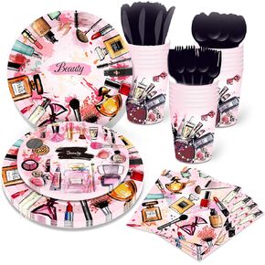 116 Ps Makeup Party Supplies 16 Guests Makeup Party Decorations Including Makeup Party Paper Plates Dinner Plates Napkins Cups Set for Makeup Party
