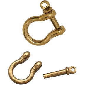Brass Para-cord Shackles 3/8" D Rings Bow Shackles Screw Pin Joint Connect for Key Chain Key Fob Bracelet Leather Craft 2 set