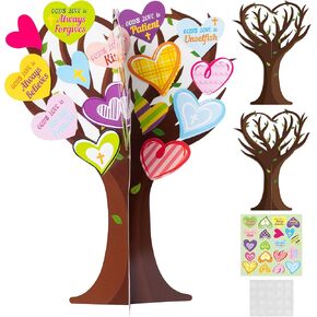 Watinc 16pcs عيد الحب أشجار القلب المسيحيين مجموعات حرفية ، اجعل حب الله الخاص بك زخارف أشجار عيد الحب ، ديي عيد الفصح يسوع الإيمان الثقة بمجموعات شجرة الحب لديكور حفلة الكنيسة (النمط 1)