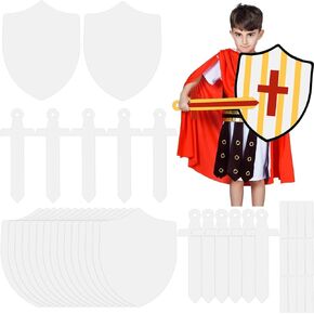 36 مجموعة من الورق الدروع للأطفال درع من الورق المقوى DIY والسيوف Craft لتزيين قواطع الأشكال الدرع مع مقابض للطلاء Party Knight Play Castle أنشطة القلعة