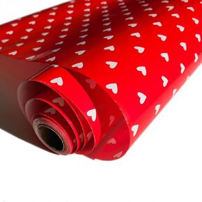 ZRLABL Red Heart Print Wrapping Paper Roll 30“x394"(2.5'x32.8') for Gifts, Anniversaries, Birthdays, Weddings, Parties, Holidays